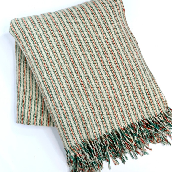 Vintage Troy Stipe Blanket Scarf Snuggler 100% Wool Throw - Picture 1 of 8